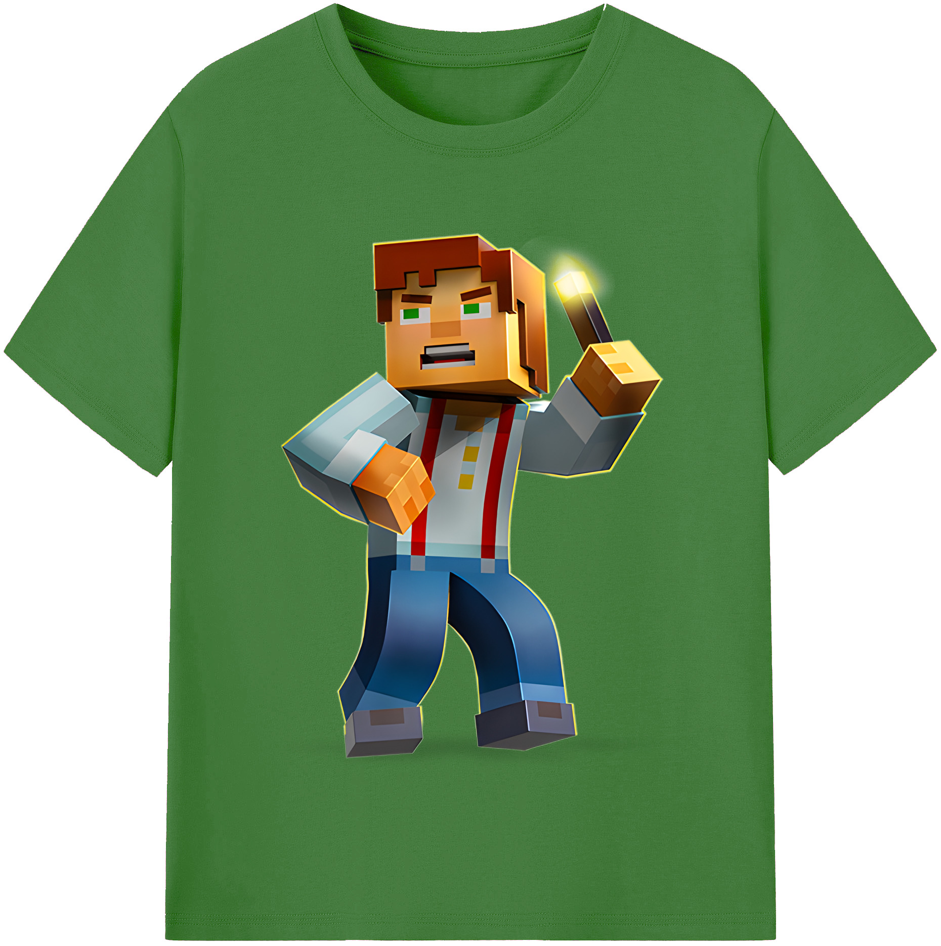 （画像用） マインクラフト ブロックの世界 Minecraft MC Block world レディースカジュアルプリントTシャツ（綿100％）